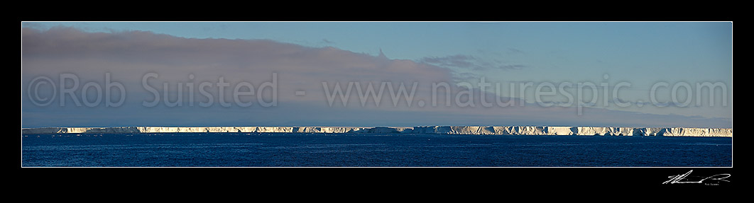 Image of Panorama of the floating ice tongue of the Mertz Glacier, a 140 km long, 25 km wide floating ice tongue, East Antarctica, Commonwealth Bay, George V Land, Antarctica District, Antarctica Region, Antarctica stock photo image