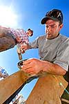 Farrier shoeing horse