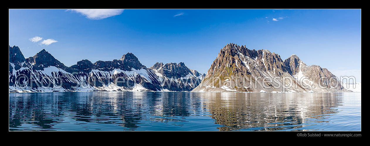 Image of Stunning mountains in Burgerbukta, Hornsunfjorden, Southern Spitsbergen. Panorama, Hornsund, Svalbard stock photo image