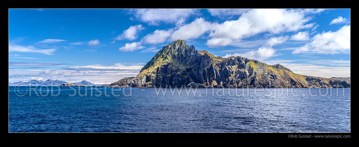 Image of Cape Horn (Cabo de Horno),  southernmost headland of Tierra del Fuego archipelago, on Hornos Island. Vertical panorama, Cape Horn, Chile stock photo image