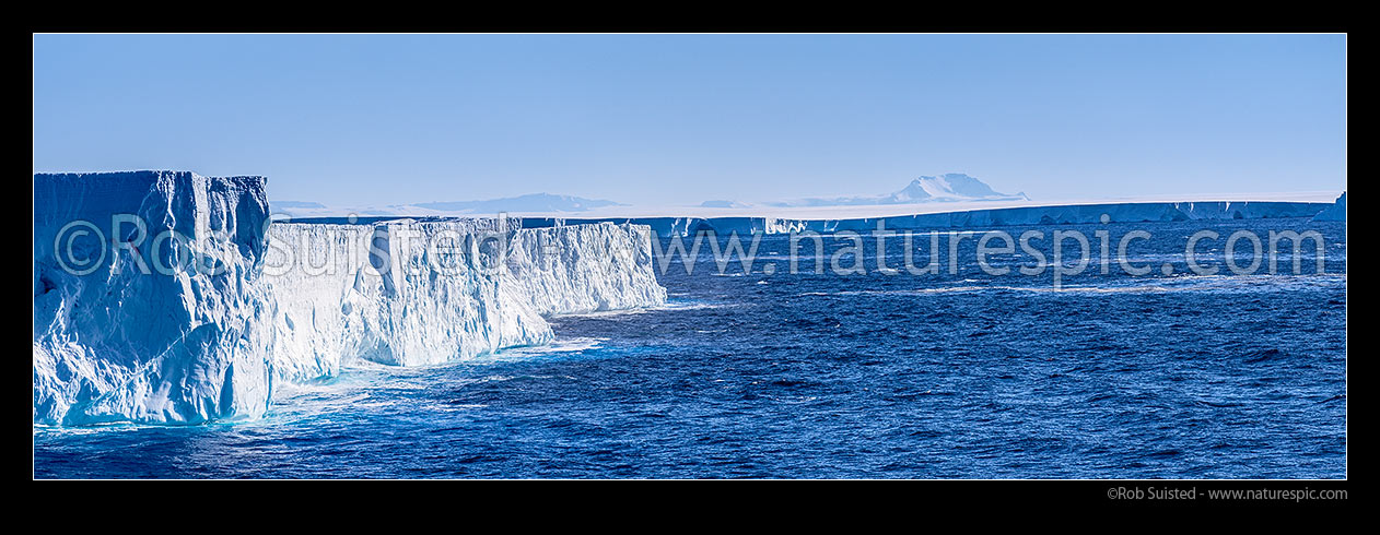 Image of Drygalski Ice Tongue, floating glacier tongue from the David Glacier. Up to 70km long and 24km wide.  Prince Albert Mountains of Victoria Land beyond. Panorama, Ross Sea, Antarctica Region, Antarctica stock photo image